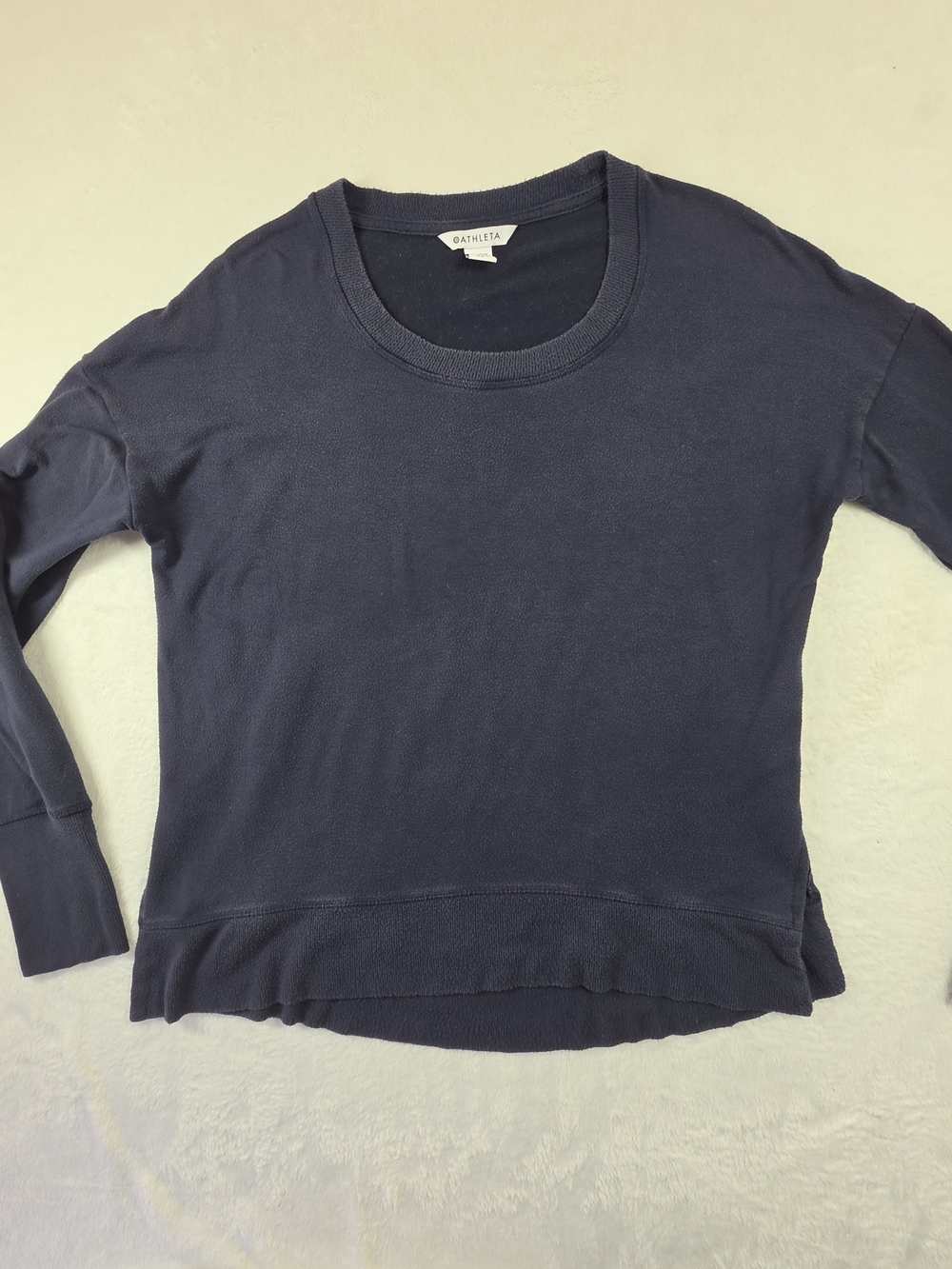 Athleta Coaster Luxe Sweatshirt Womens Small Blue Crewneck Pullover Cozy